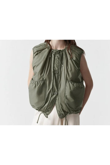 Marfa Stance Parachute Quilted Vest Olive Dove Grey Bright Rose