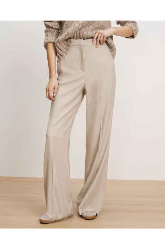 Veronica Beard Holt Wide-Leg Pant Oatmeal
