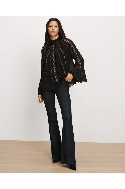 Veronica Beard Tairis Embroidered Blouse Black