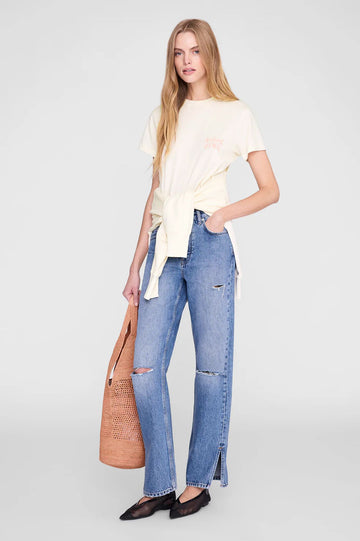 Anine Bing Shelley Surfer Tee Washed Buttercream