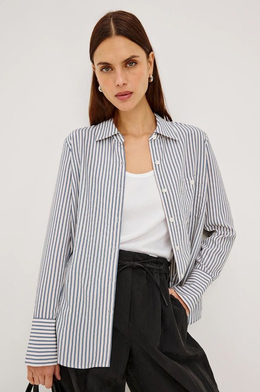Rails Beck Shirt Ivory Steel Blue Stripe