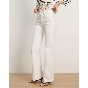 Veronica Beard Crosbie Mid Rise Wide Leg Jeans White